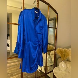 Silky blue Zara shirt dress!